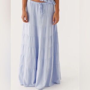 NWT PAPERMAYO Maxi Linen Skirt Light Blue Sz 6